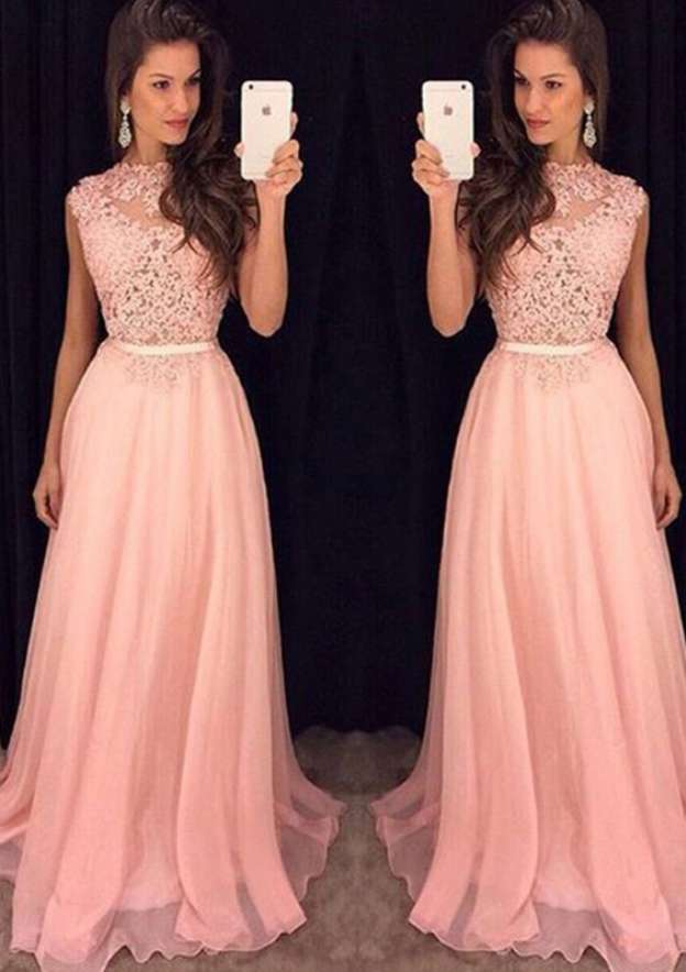 Zipper Regency Chiffon Sleeveless Natural A-line Prom Dresses main image 1