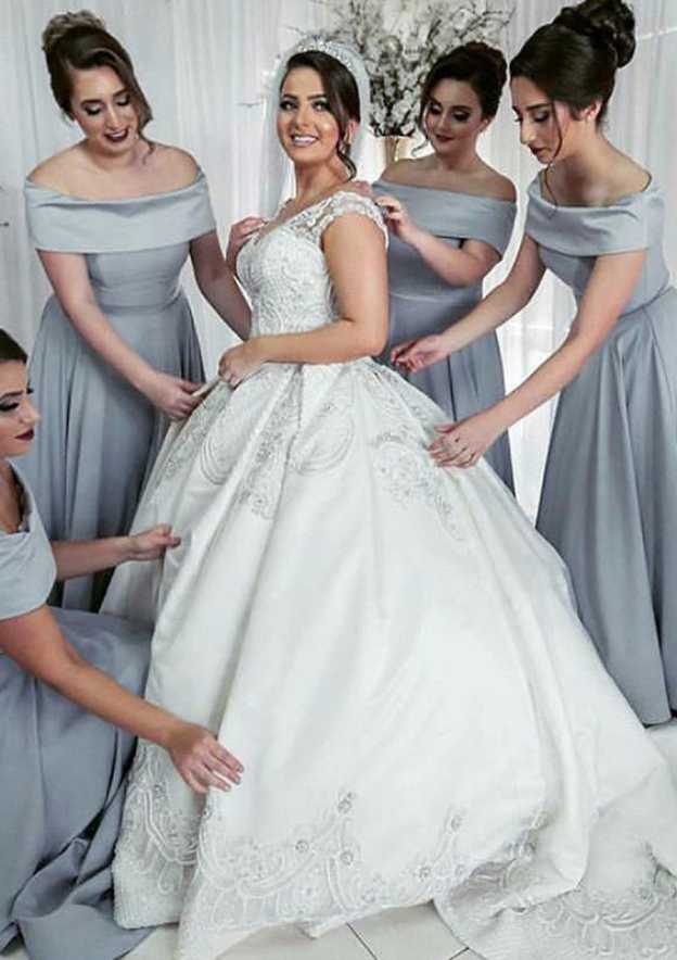 A-Line/Princess Off-the-Shoulder Floor-Length Bridesmaid Dresses main image 0