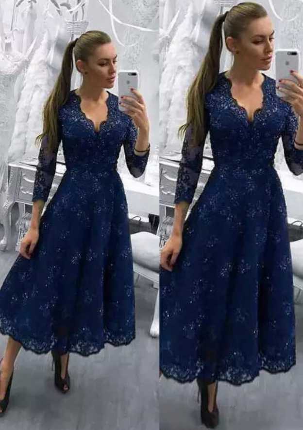 blue mother of the bride dresses tea length