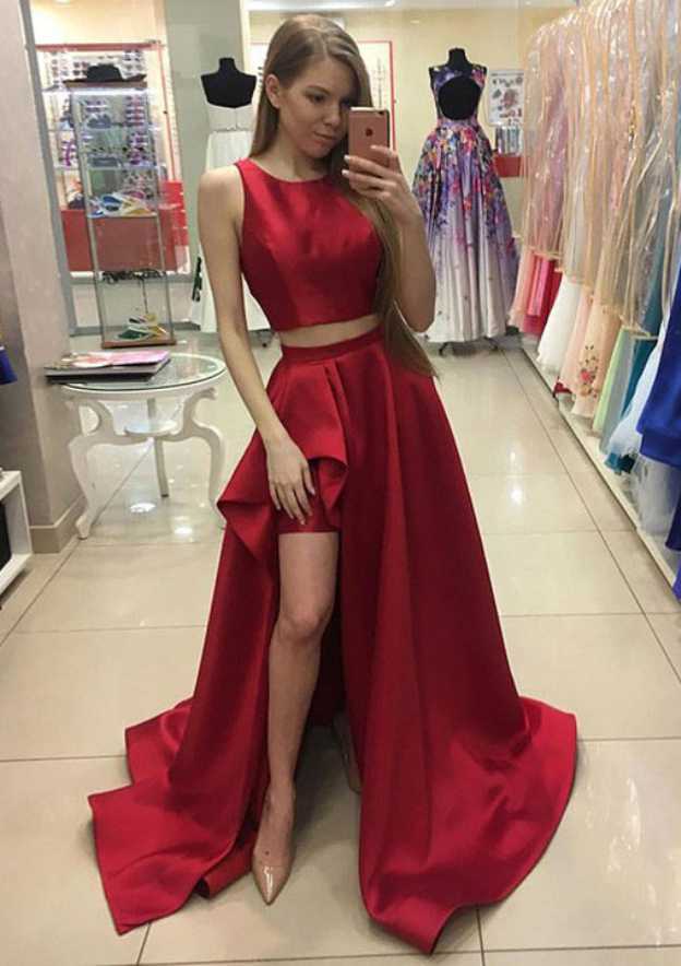 red 2 piece prom dress short Spaghetti Strap Red Short Prom Dress Mini Homecoming Dress,MH465