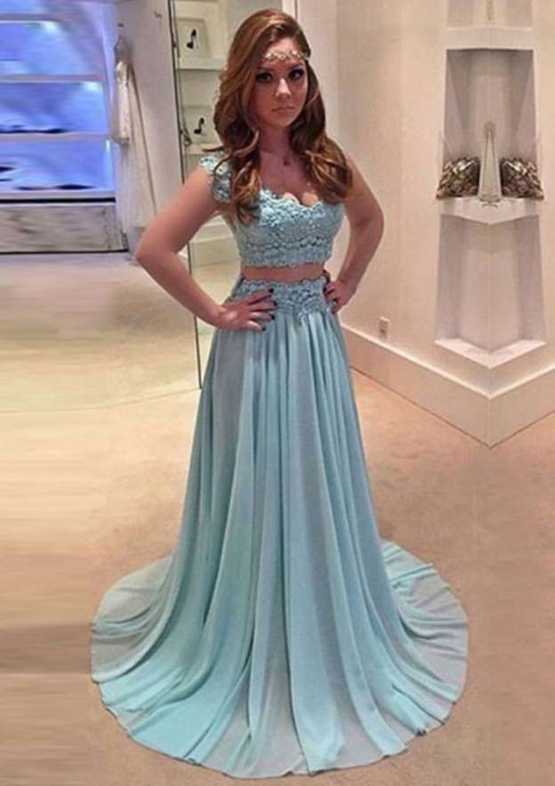 A-Line Sweetheart Chiffon Minimal Prom Dress With Sweep Train Moss
