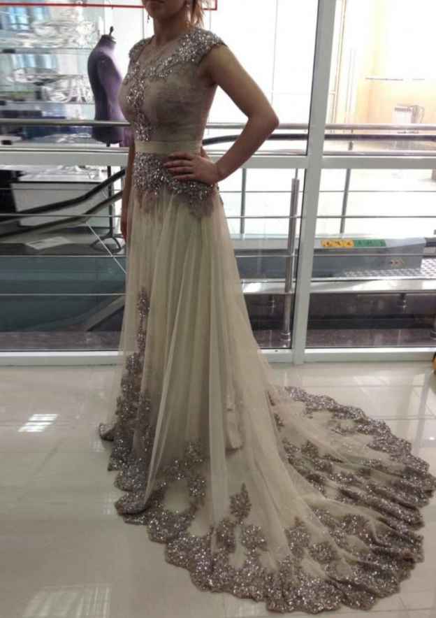 A-Line/Princess Chapel Train Evening Dresses