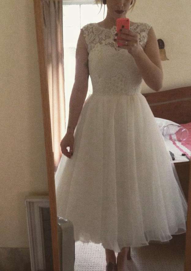 Princess A-Line Tea Length Wedding Party Gown