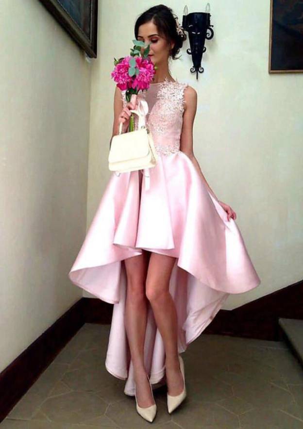 A-Line Bateau Sleeveless Floor-Length With Ruffles Satin Prom Dresses