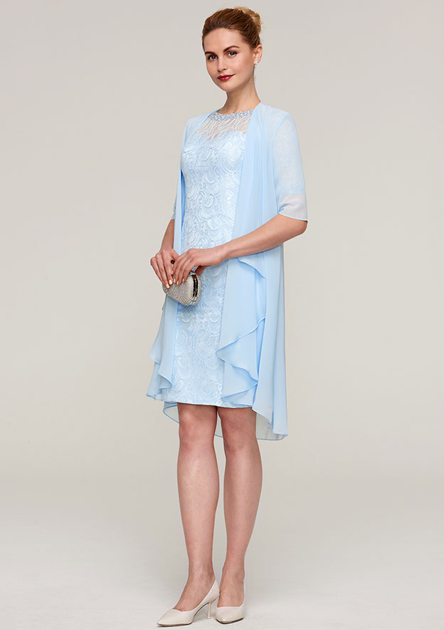 Half Sleeve Knee Length Chiffon Jackets & Wraps Jackets & Wraps