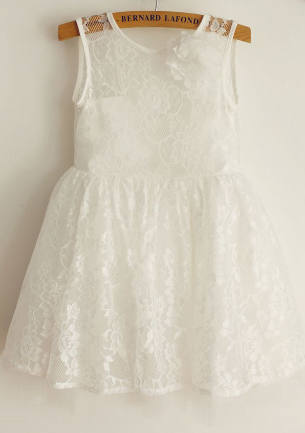 A-Line Halter Neck Lace Flower Girl Dress for Knee Length