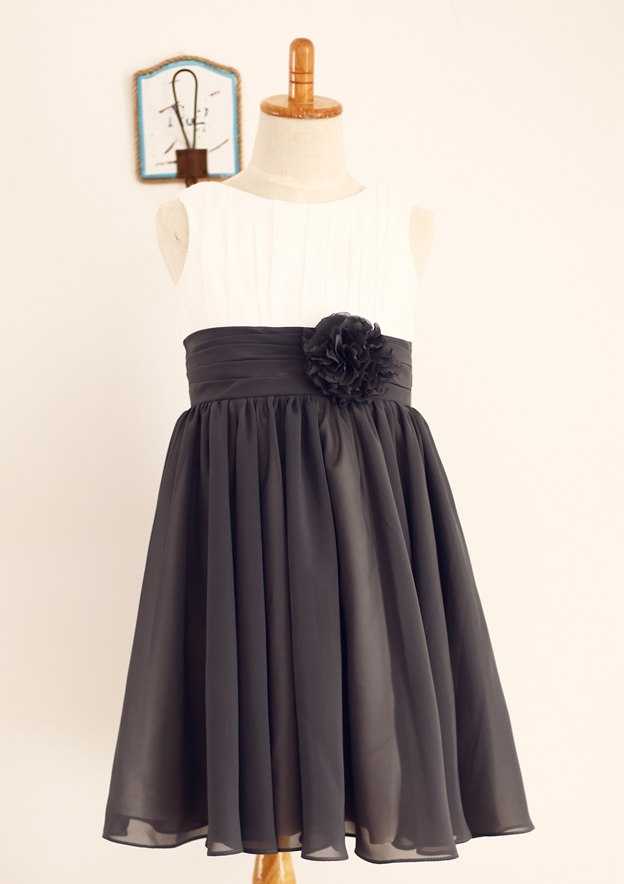 A-Line/Princess Scoop Sequins Flower Girl Dresses Puff Sleeves Ankle-Length