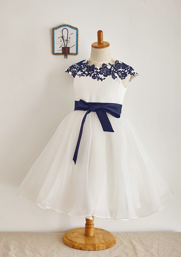A-Line/Princess Straps Short Sleeves Lace Ruffle Flower Girl Dresses main image 1