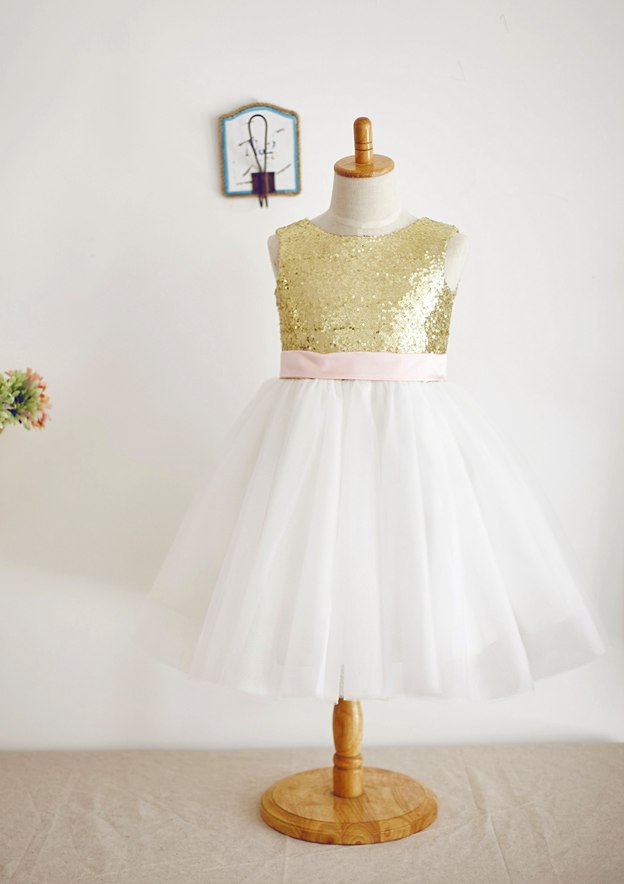 A-Line/Princess Scoop Flower Girl Dresses With Bowknot main image 0