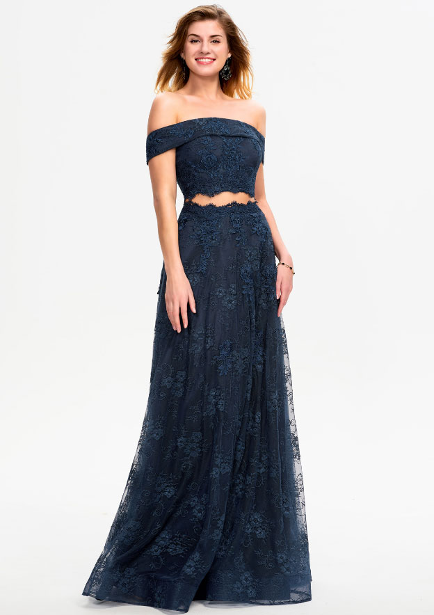 Two Pieces Dark Navy Unique UK Prom Dresses | Stacees brilliant designs Two Pieces Dark Navy Unique UK Prom Dresses | Stacees brilliant designs