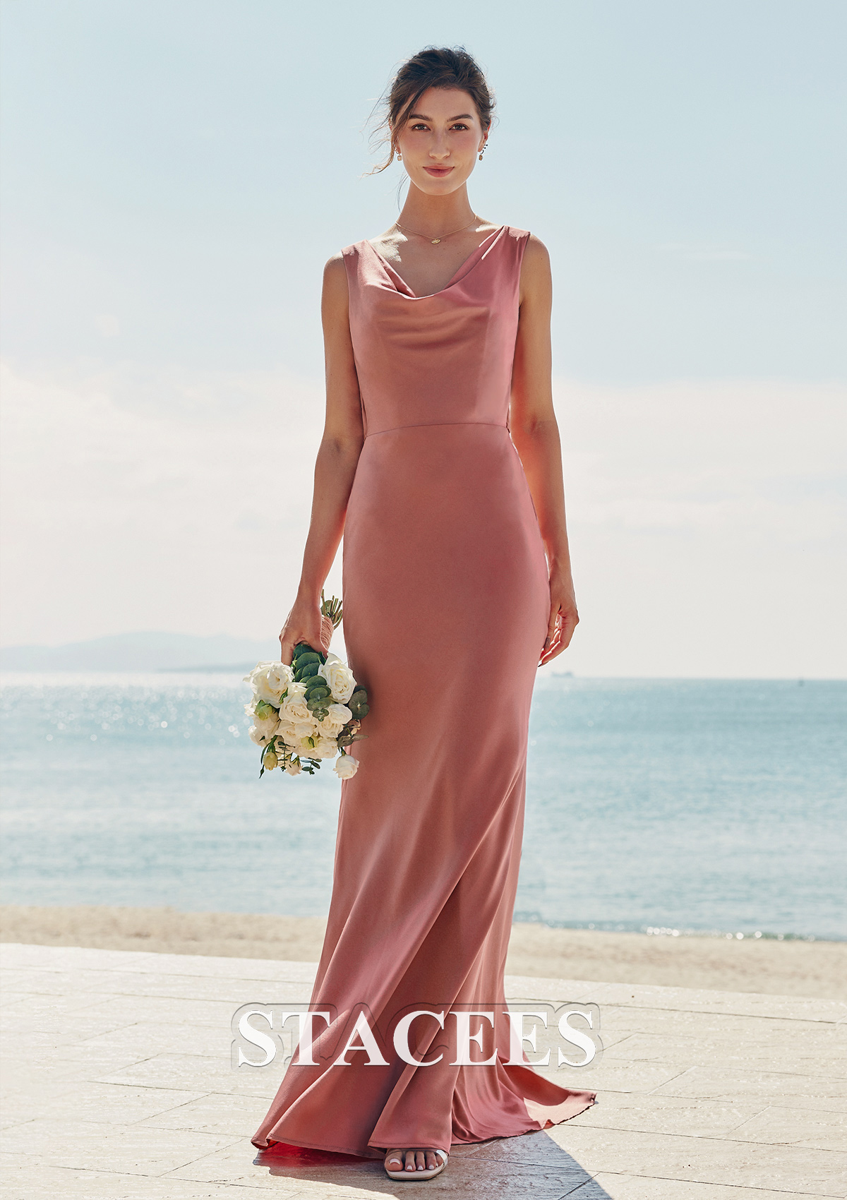 Trumpet/Mermaid Cowl Neck Sleeveless Ruched Plus Size Bridesmaid Dresses