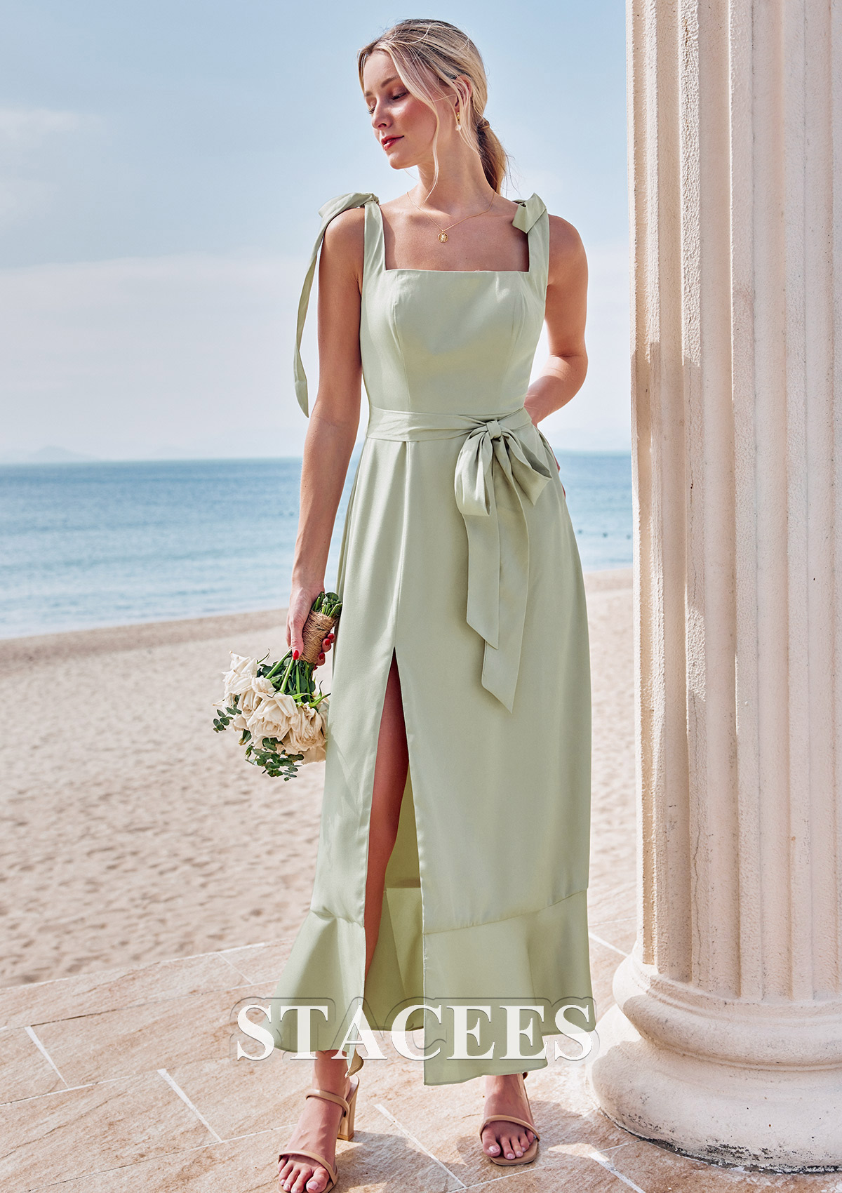 Tall Black Bridesmaid Dresses Sheath/Column Square Neckline Straps Sleeveless Stretch Satin Bridesmaid Dresses