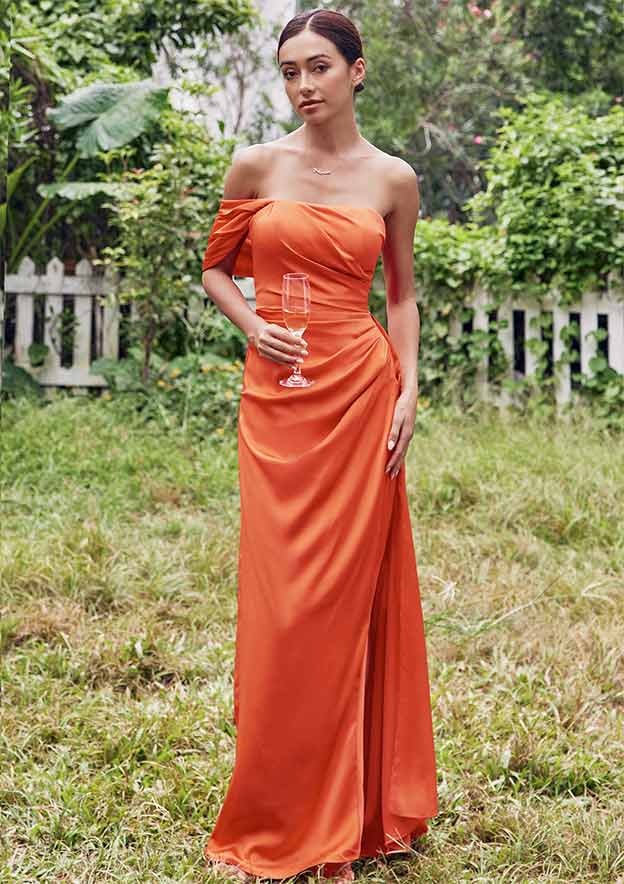 Sheath/Column Strapless Sleeveless Tiered Floral Bridesmaid Dresses