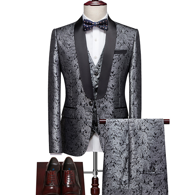 Shawl Lapel Single Breasted 3 Piece Men's Wedding Suit