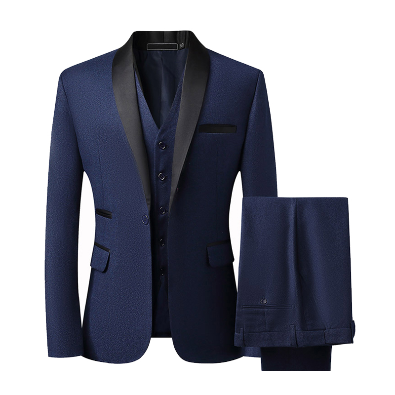 Shawl Lapel 3 Piece Single Breasted Men's Wedding Suit