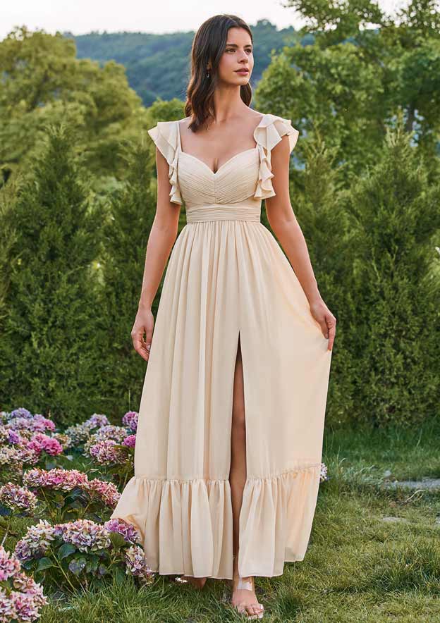 white christmas dresses Tiered Ruffle Chiffon Evening Gown main image 1