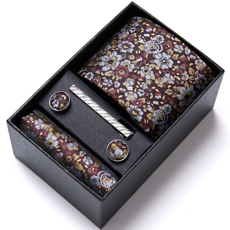 Men's Polyester 4-Piece Vintage Floral Tie Set