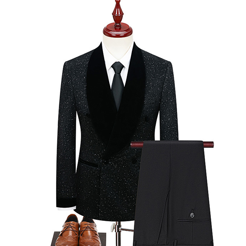 Revers châle simple boutonnage 2 pièces costume homme pour bal