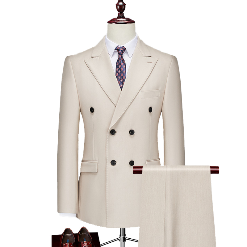 Notch Lapel 2 Piece Double-breasted Men's Wedding Suit
