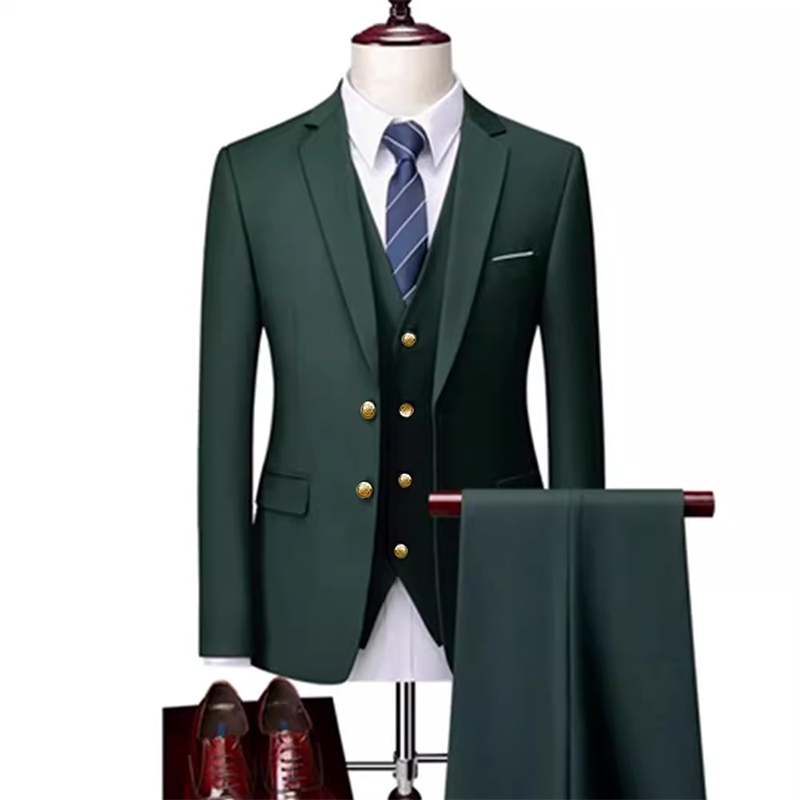Revers cranté simple boutonnage 3 pièces costume homme pour mariage