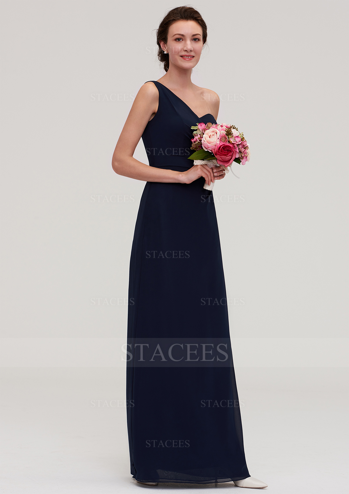 a line princess one shoulder dress Nafori Royal Blue A-Line/Princess One-Shoulder Floor-length Evening Dresses 2026