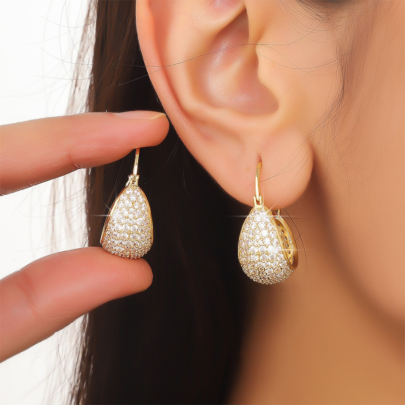Charming Exquisite Ladies' Copper Earrings with Rhinestone
