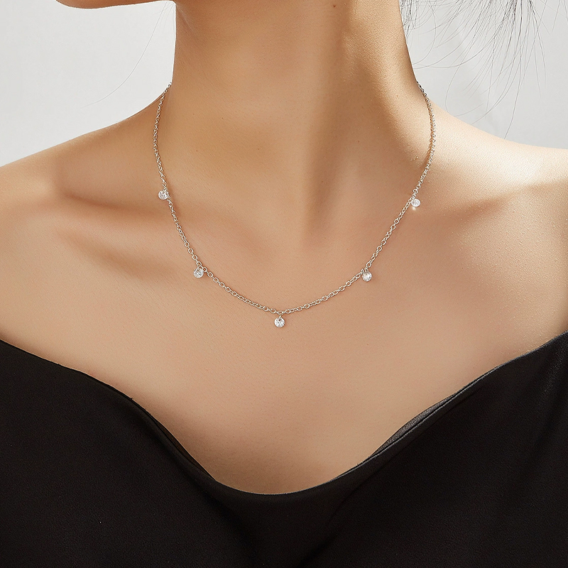 Gorgeous Unique S925 Silver Necklace with Cubic Zirconia