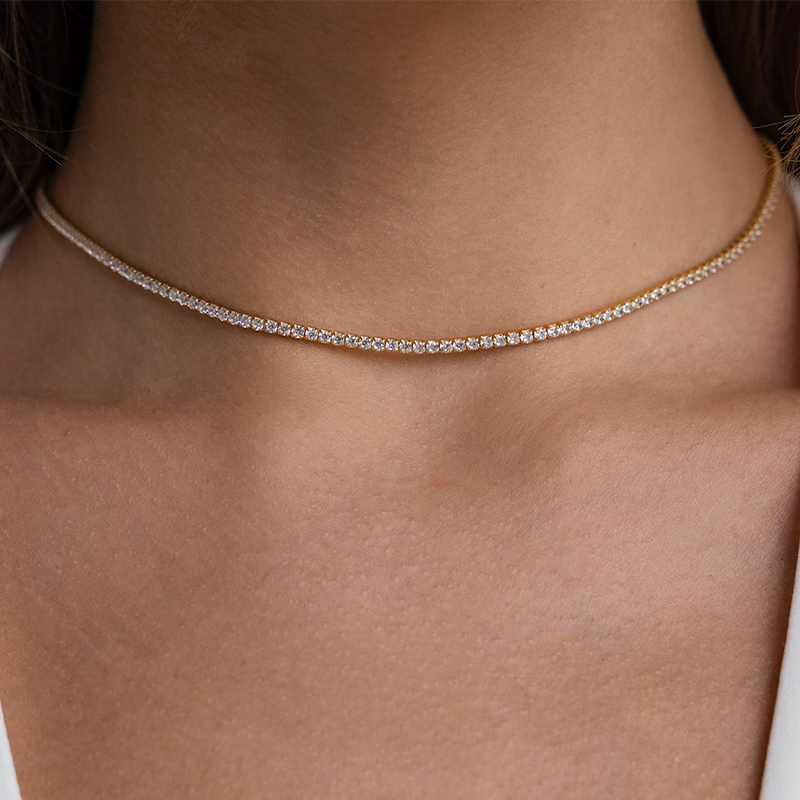 Simple Charm Stainless Steel Necklace with Cubic Zirconia