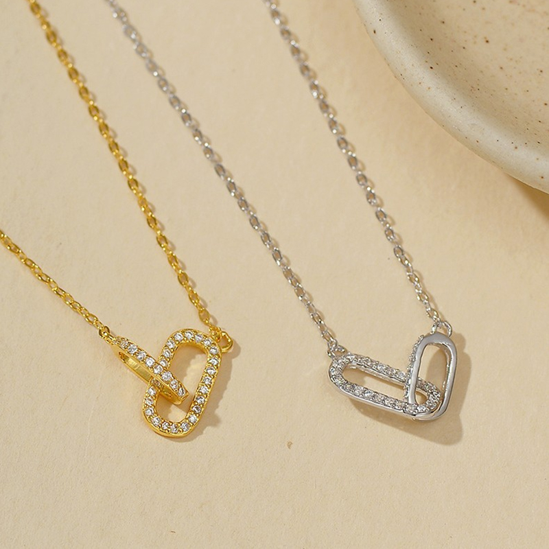 Simple Sweet Stainless Steel Necklace with Cubic Zirconia