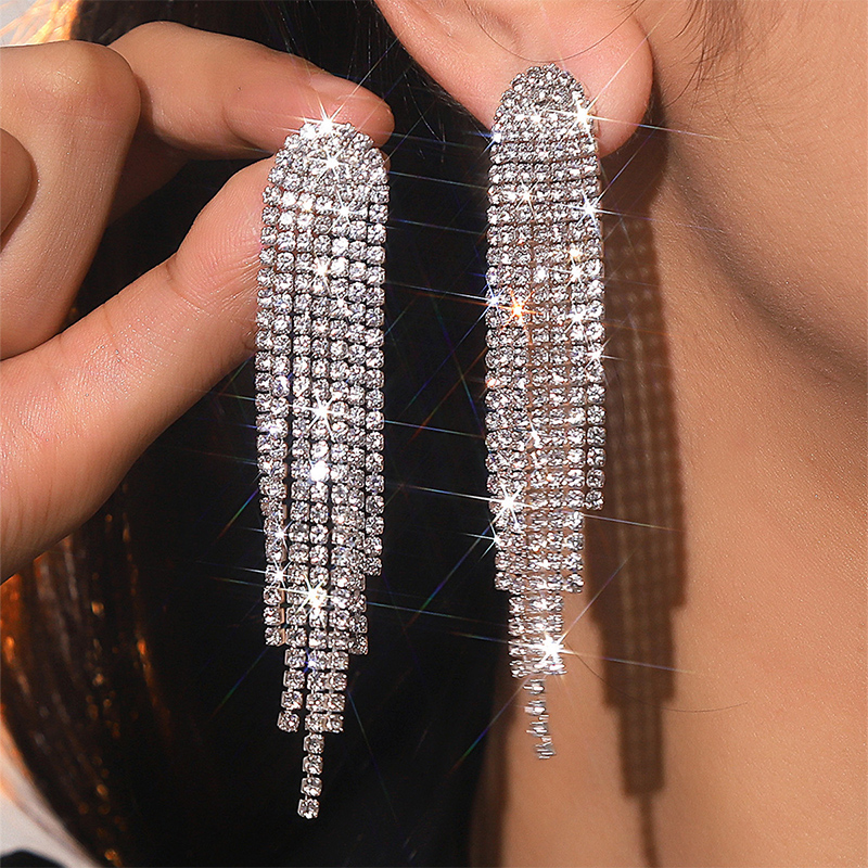 Romantic Sparking Girls' Fringe Rhinestones Earrings