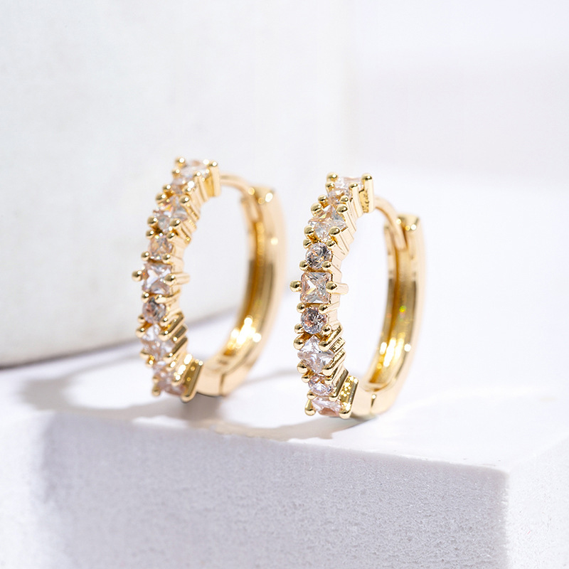 Attractive Charming Female Copper Earrings with Cubic Zirconia