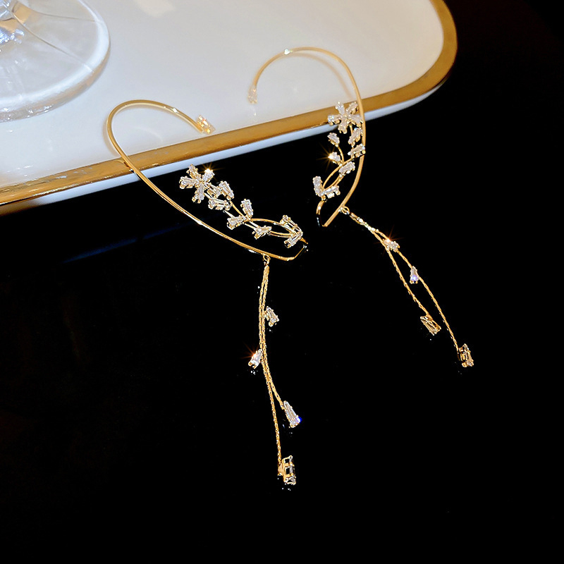 Attractive Unique Female Copper Earrings with Cubic Zirconia