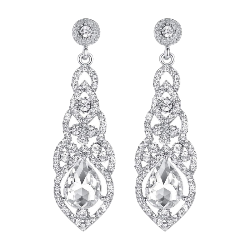 Romantic Sparking Female Alloy Glass Earrings with Rhinestone