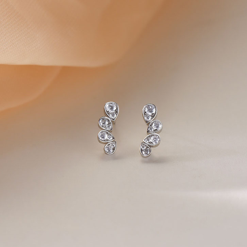 Luxurious Romantic Girls' S925 Silver Earrings with Cubic Zirconia