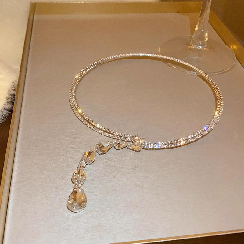 Elegant Unique Female Copper Necklace with Cubic Zirconia