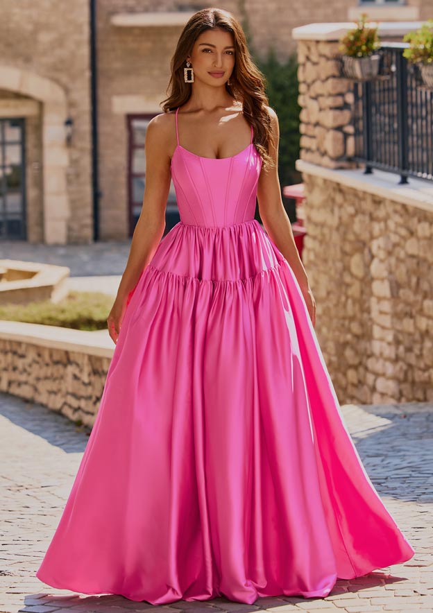 strapless open back dress Pink Tulle Lace Long Prom Dress, Lovely A-Line Open Back Evening Dress