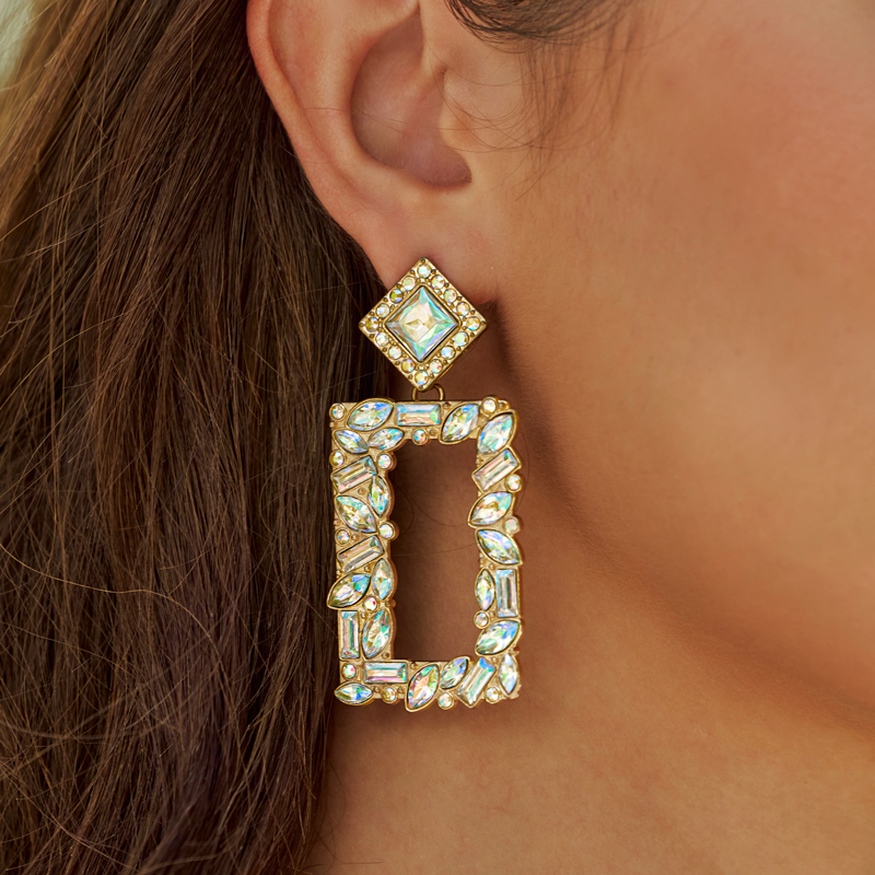 Beautiful Stylish Ladies' Alloy Earrings with Cubic Zirconia Rhinestone