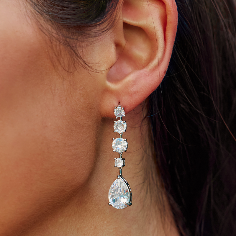 Luxurious Sparkling Copper Earrings with Rhinestone