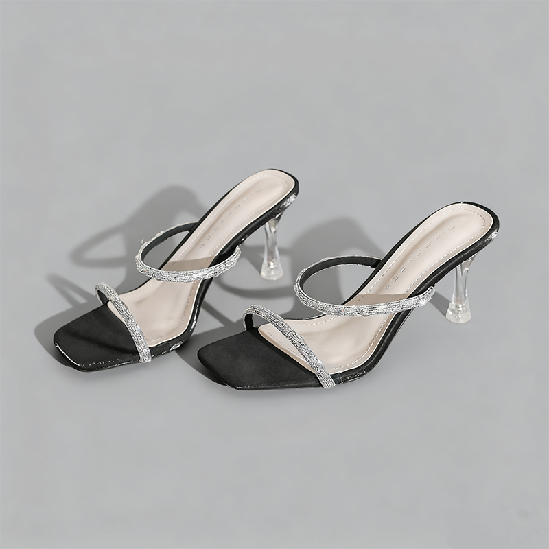 Square Toe Heels Microfiber Leather with Rhinestone Women's Graduation  Evening Prom Shoes (S1085054) - Stacees.com