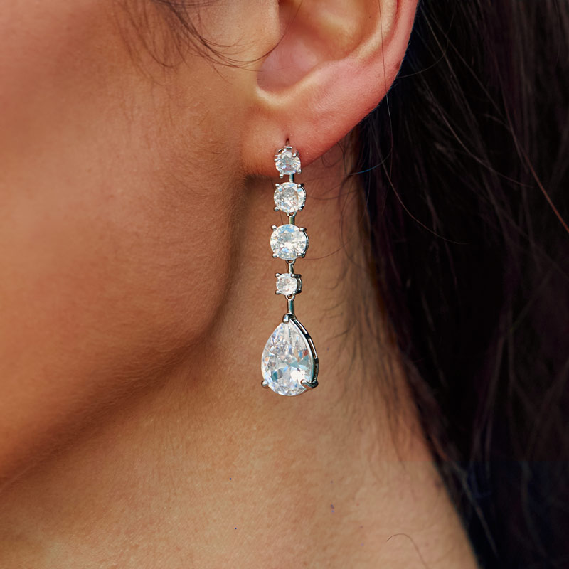 Luxurious Sparkling Copper Earrings with Rhinestone