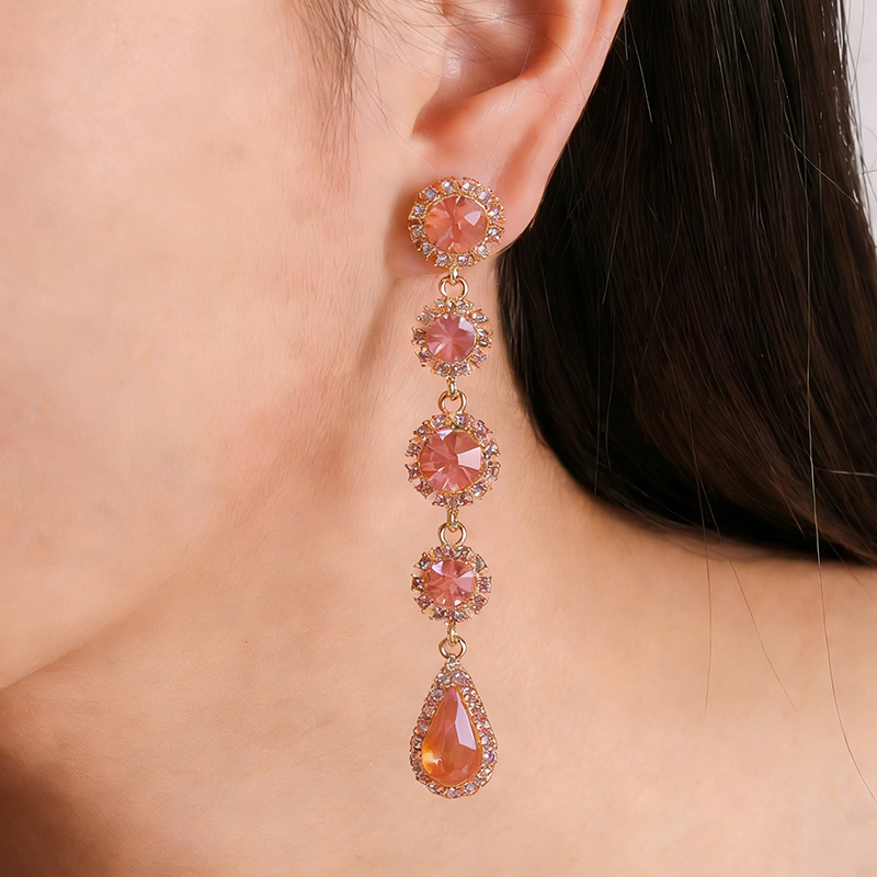 Brillant étincelant dames' gouttes alliage boucles d'oreilles avec strass