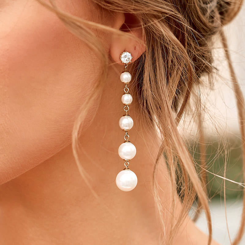 Charming Wedding Cubic Zirconia Pearl Earrings