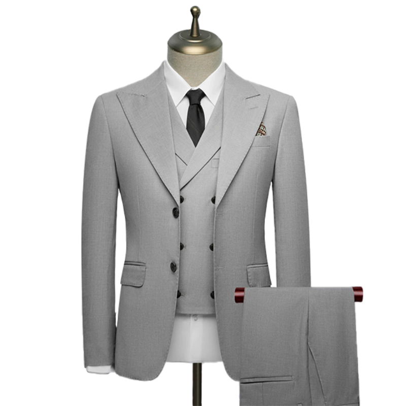 Peak Lapel Single Breasted 3 Piece Men's Wedding Suit