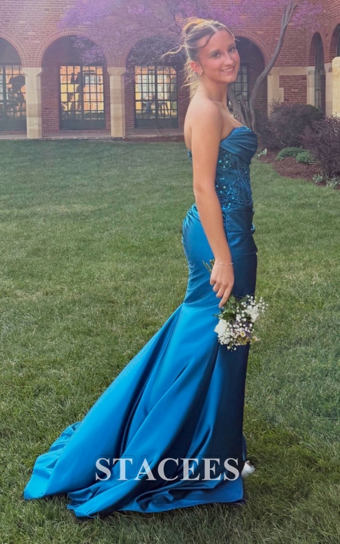 strapless open back dress Rachel Allan 70707 Prom Two Piece A Line Long Formal Dress